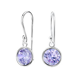 8mm Round Cubic Zirconia Silver Earrings - Wholesale - 1983