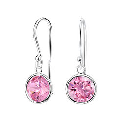 8mm Round Cubic Zirconia Silver Earrings - Wholesale - 1983