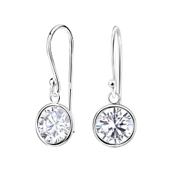 8mm Round Cubic Zirconia Silver Earrings - 1983