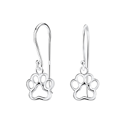 Silver Paw Print Earrings - 2661
