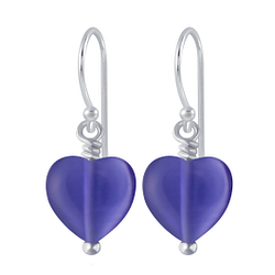 Silver Handmade Heart Bead Earrings - 2392 Silver Handmade Heart Bead Earrings - 2392