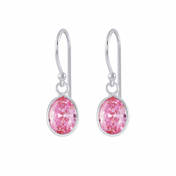 6x8mm Oval Cubic Zirconia Silver Earrings - Wholesale - 2450