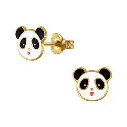 Silver Panda Stud Earrings - 2762