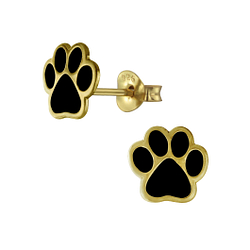 Silver Paw Print Stud Earrings - 2560