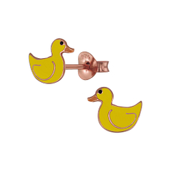 Silver Duck Stud Earrings - 2717