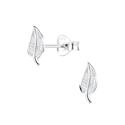 Silver Leaf Stud Earrings - 2674