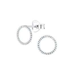 Silver Twist Round Stud Earrings - 2472 Silver Twist Round Stud Earrings - 2472
