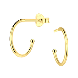 Silver Half Hoop Stud Earrings - 2549