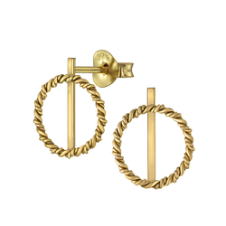 Silver Twisted Circle Stud Earrings - 2597