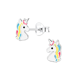 Silver Unicorn Stud Earrings - 2426