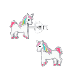Silver Unicorn Stud Earrings - 2383