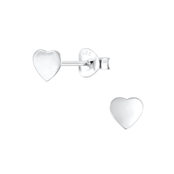 Silver Heart Stud Earrings - 3890