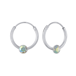 3mm Round Crystal Hoop Earrings - Wholesale - 2655 3mm Round Crystal Hoop Earrings - Wholesale - 2655