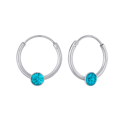 3mm Round Crystal Hoop Earrings - Wholesale - 2655 3mm Round Crystal Hoop Earrings - Wholesale - 2655