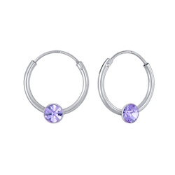 3mm Round Crystal Hoop Earrings - 2655