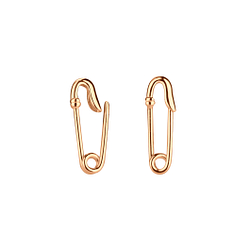 Silver Safety Pin Hoop Earrings - 4051