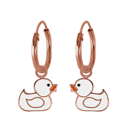 Silver Duck Charm Hoop Earrings - 2723