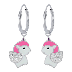 Silver Unicorn Charm Hoop Earrings - 2531