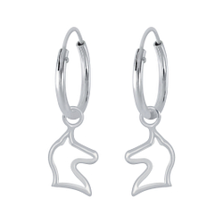 Silver Unicorn Charm Hoop Earrinngs - 2606 Silver Unicorn Charm Hoop Earrinngs - 2606