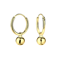 5mm Silver Ball Charm Hoop Earrings - 2618