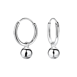 5mm Silver Ball Charm Hoop Earrings - 2617 5mm Silver Ball Charm Hoop Earrings - 2617