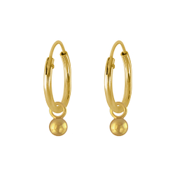 3mm Silver Ball Charm Hoop Earrings - 2612