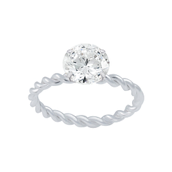 Silver Solitaire Ring - 2654