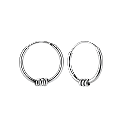 14mm Silver Bali Hoop Earrings - 1503