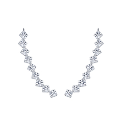 Silver Curved Line Crystal Ear Climbers - 2854