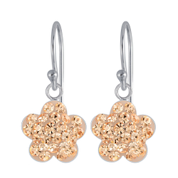 Silver Flower Crystal Earrings - 2698