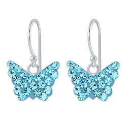 Silver Butterfly Crystal Earrings - 2872