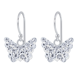 Silver Butterfly Crystal Earrings - Wholesale - 2872 Silver Butterfly Crystal Earrings - Wholesale - 2872