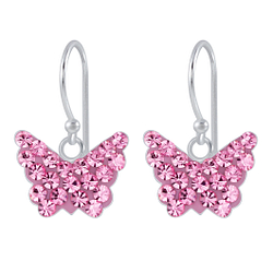 Silver Butterfly Crystal Earrings - Wholesale - 2872 Silver Butterfly Crystal Earrings - Wholesale - 2872