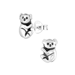 Silver Koala Bear Stud Earrings - 2929