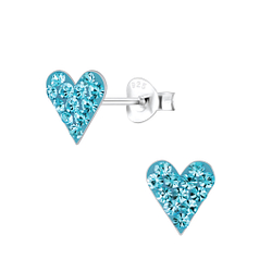 Silver Heart Crystal Stud Earrings - Wholesale - 2993 Silver Heart Crystal Stud Earrings - Wholesale - 2993