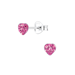 Silver Heart Crystal Stud Earrings - Wholesale - 2995 Silver Heart Crystal Stud Earrings - Wholesale - 2995