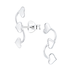 Silver Heart Stud Earrings - 2884