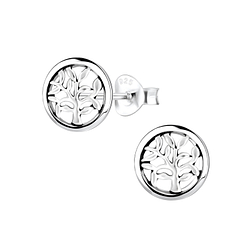 Sillver Tree Of Life Stud Earrings - 2918