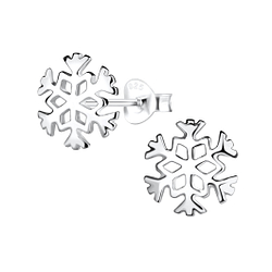 Silver Snow Flake Stud Earrings - 2902