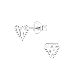Silver Diamond Stud Earrings - 2903