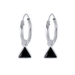 4mm Triangle Cubic Zirconia Silver Charm Hoop Earrings - Wholesale - 2800 4mm Triangle Cubic Zirconia Silver Charm Hoop Earrings - Wholesale - 2800