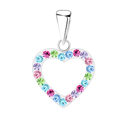 Silver Heart Crystal Pendant - 3074