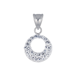 Silver Round Crystal Pendant - 3076 Silver Round Crystal Pendant - 3076