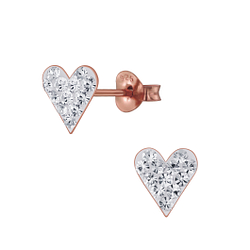 Silver Heart Crystal Stud Earrings - 3146 Silver Heart Crystal Stud Earrings - 3146