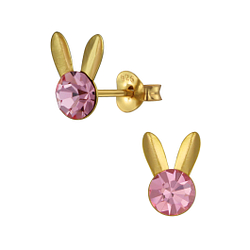 Silver Rabbit Crystal Stud Earrings - 3086