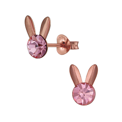Silver Rabbit Crystal Stud Earrings - Wholesale - 3087 Silver Rabbit Crystal Stud Earrings - Wholesale - 3087