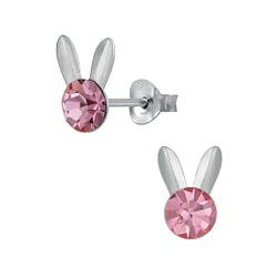 Silver Rabbit Crystal Stud Earrings - Wholesale - 3085 Silver Rabbit Crystal Stud Earrings - Wholesale - 3085