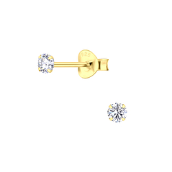 3mm Round Cubic Zirconia Silver Stud Earrings - 3161