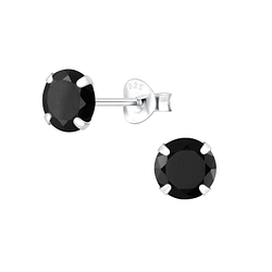 6mm Round Cubic Zirconia Silver Stud Earrings - Wholesale - 1338