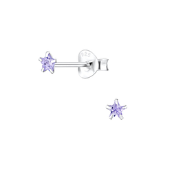 3mm Star Cubic Zirconia Silver Stud Earrings - Wholesale - 1347